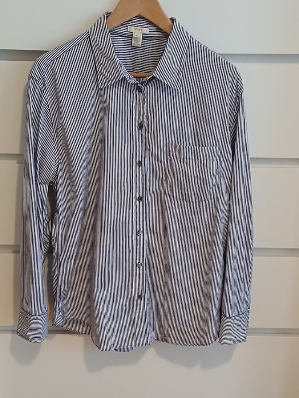 J Crew 100% Cotton French Blue Stripe Boyfriend Shirt - M